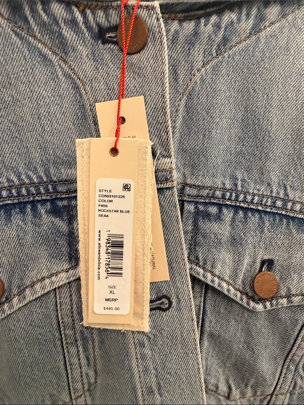 Alice & Olivia NWT Denim Hooded Jacket XL - Picture 3 of 3